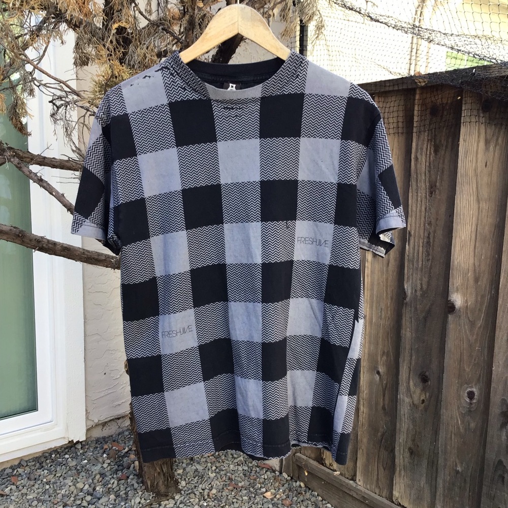 Vintage Y2K Freshjive t shirt men’s medium streetwear rave plaid skate